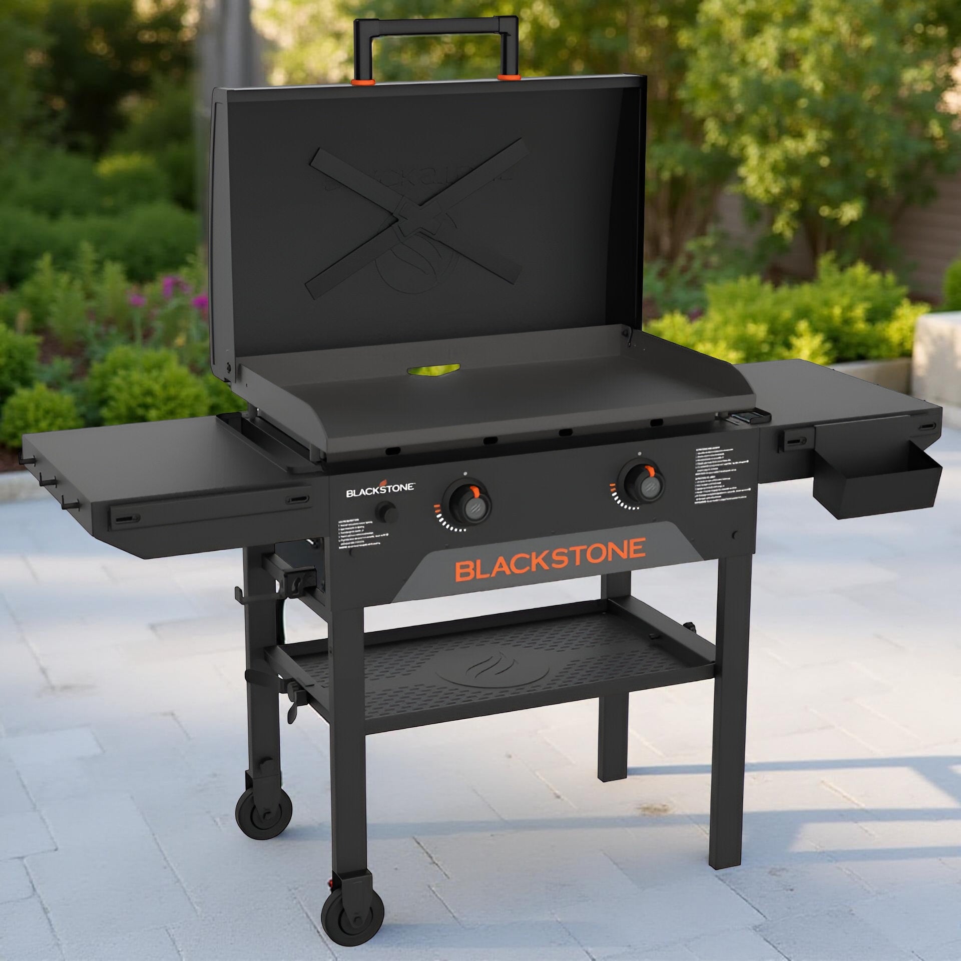 Blackstone 2-Burner 28" Omnivore Propane Griddle with Hood – Outdoor Flat Top Gas Grill for BBQ, Camping & Patio Cooking