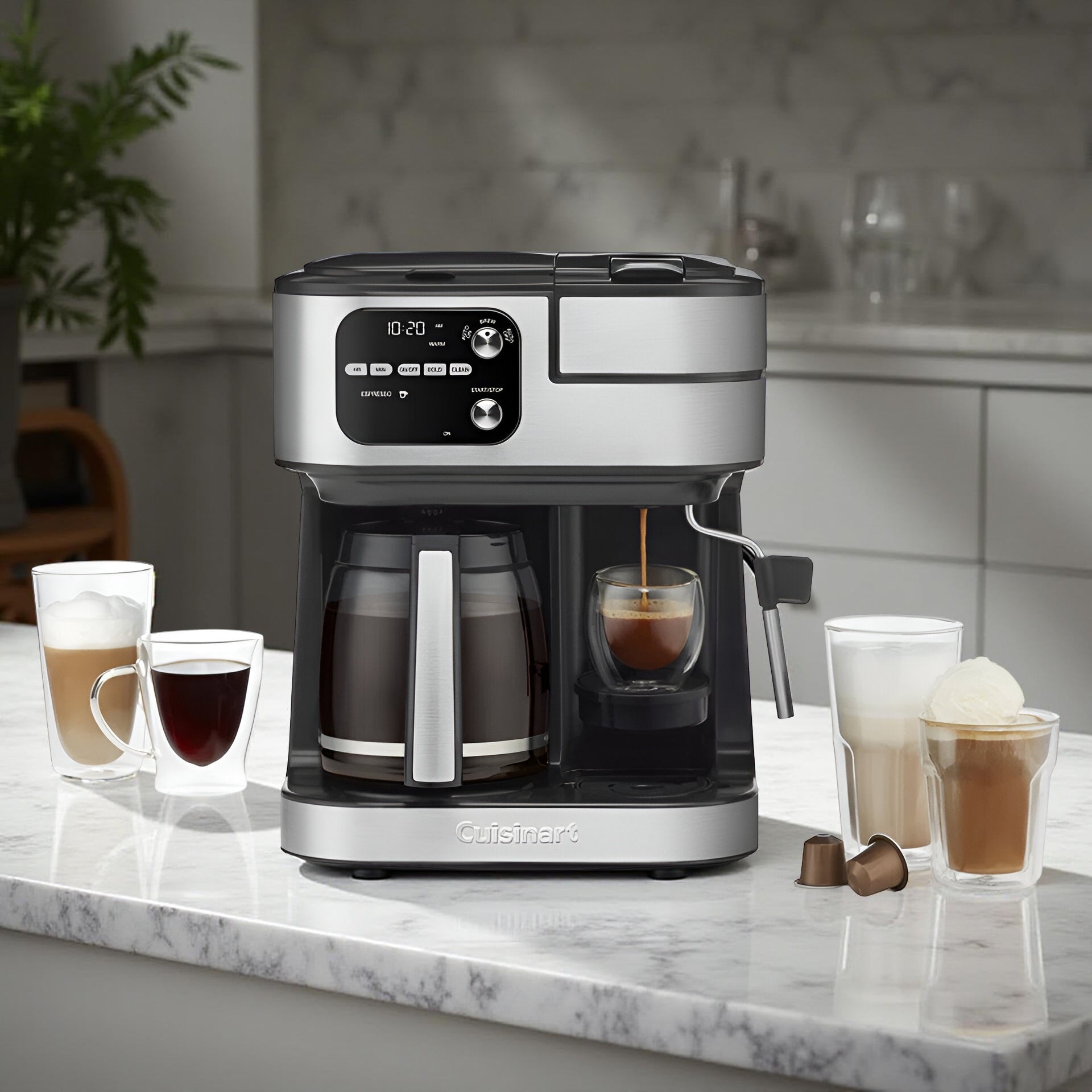 Cuisinart Coffee Center Barista Bar 4-in-1 Coffeemaker – Single-Serve Coffee, Espresso & Nespresso Capsule Compatible Machine