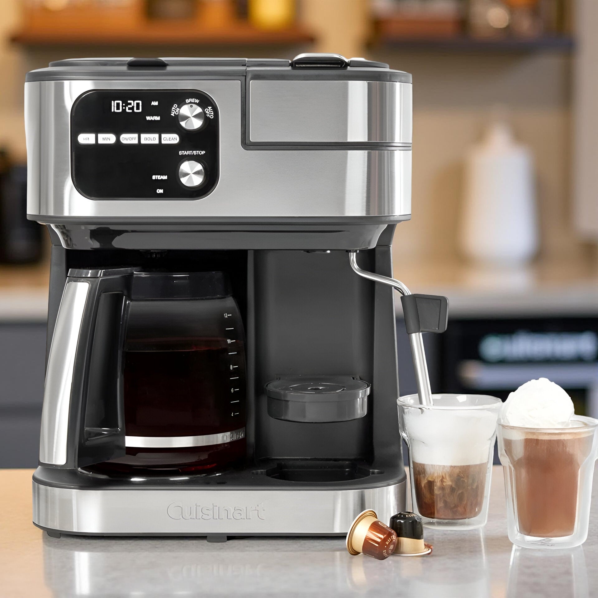 Cuisinart Coffee Center Barista Bar 4-in-1 Coffeemaker – Single-Serve Coffee, Espresso & Nespresso Capsule Compatible Machine