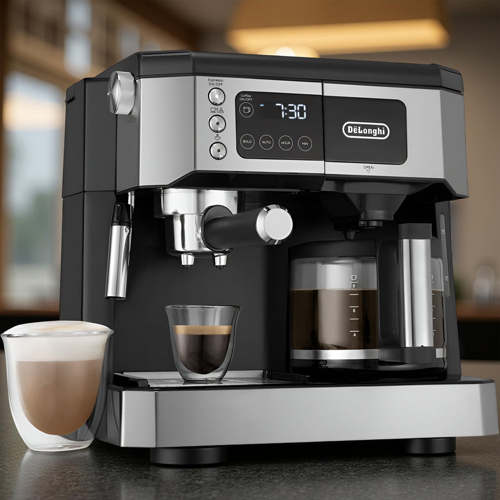 De'Longhi COM530M Coffee and Espresso Combo Brewer – Dual Heating System, Milk Frother & 2-in-1 Barista-Style Machine for Home Brewing