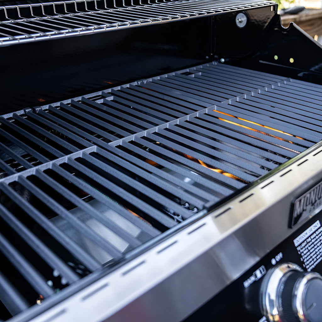 Monument Grills 13892 4-Burner Propane Gas Grill with Side Burner, LED Controls, USB Light & Built-In Thermometer – Stainless Steel Outdoor BBQ Grill for Family Cooking