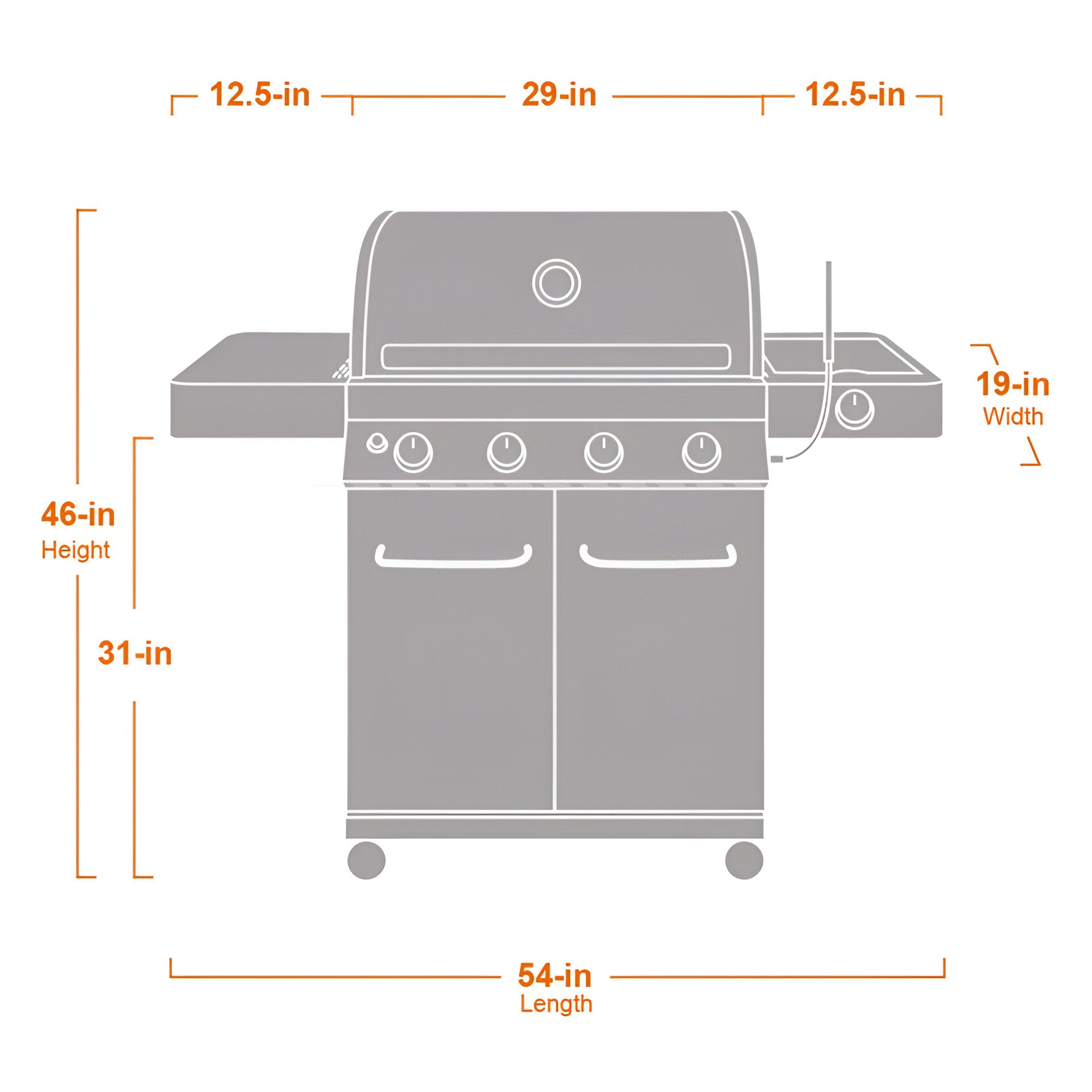Monument Grills 13892 4-Burner Propane Gas Grill with Side Burner, LED Controls, USB Light & Built-In Thermometer – Stainless Steel Outdoor BBQ Grill for Family Cooking
