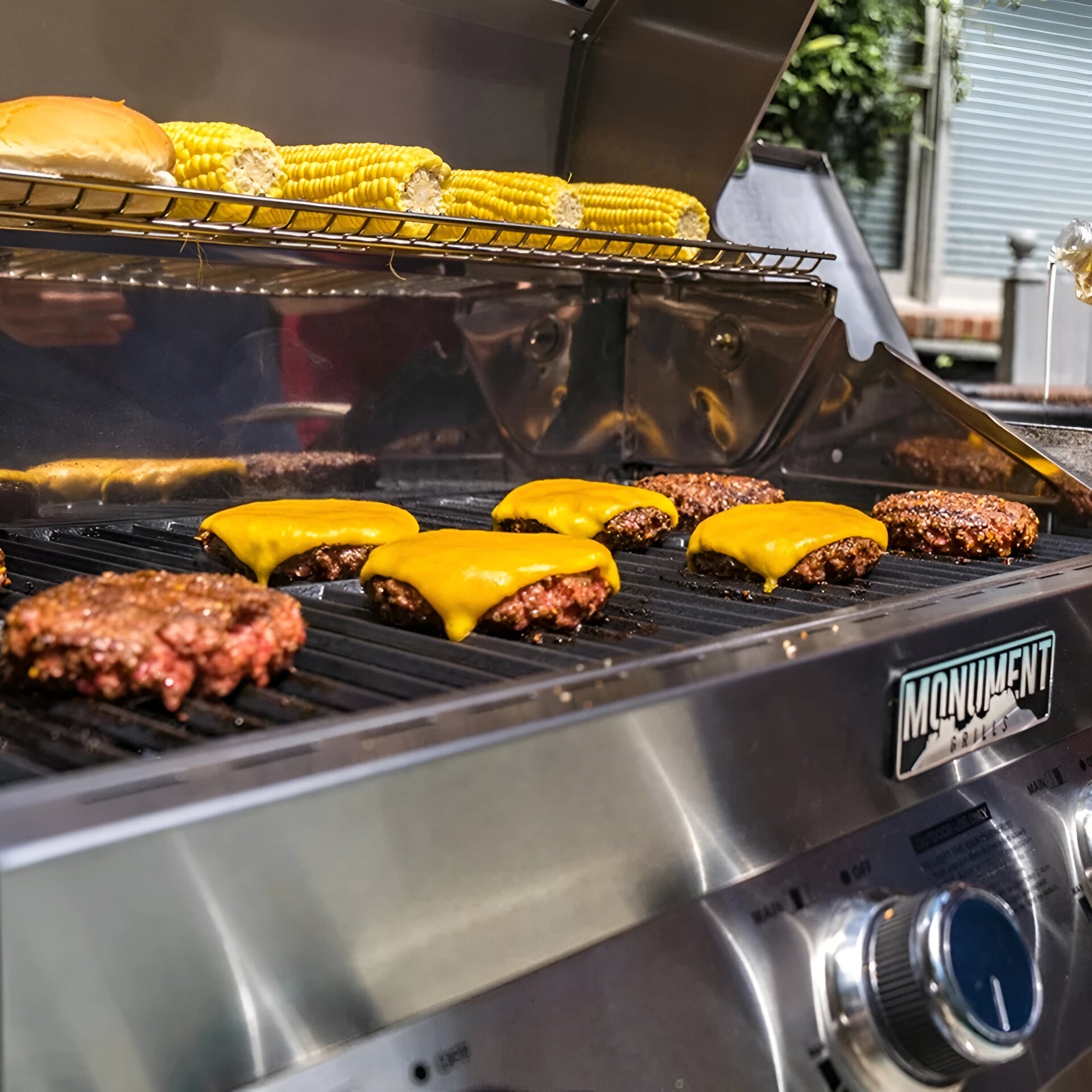 Monument Grills 17842 – 4-Burner Propane Gas Grill with Rotisserie Kit, Side Burner, LED Controls & Warming Rack | Outdoor Stainless Steel BBQ Grill for Patio & Backyard Cooking