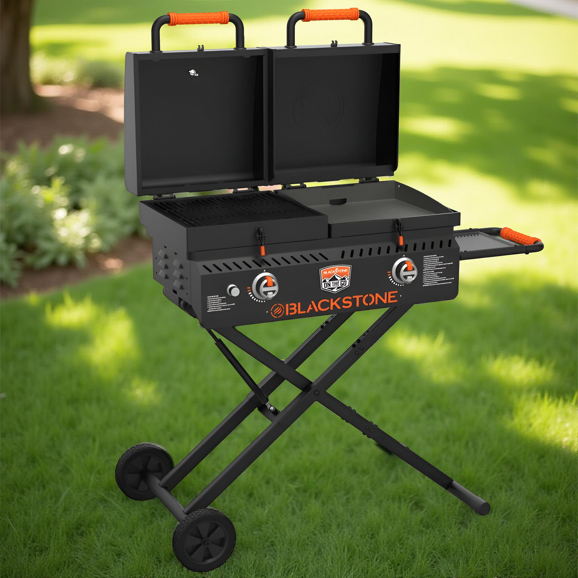 Blackstone On The Go 17 Tailgater Grill & Griddle Combo – Portable Propane Outdoor BBQ for Camping, Tailgating & Patio Cooking