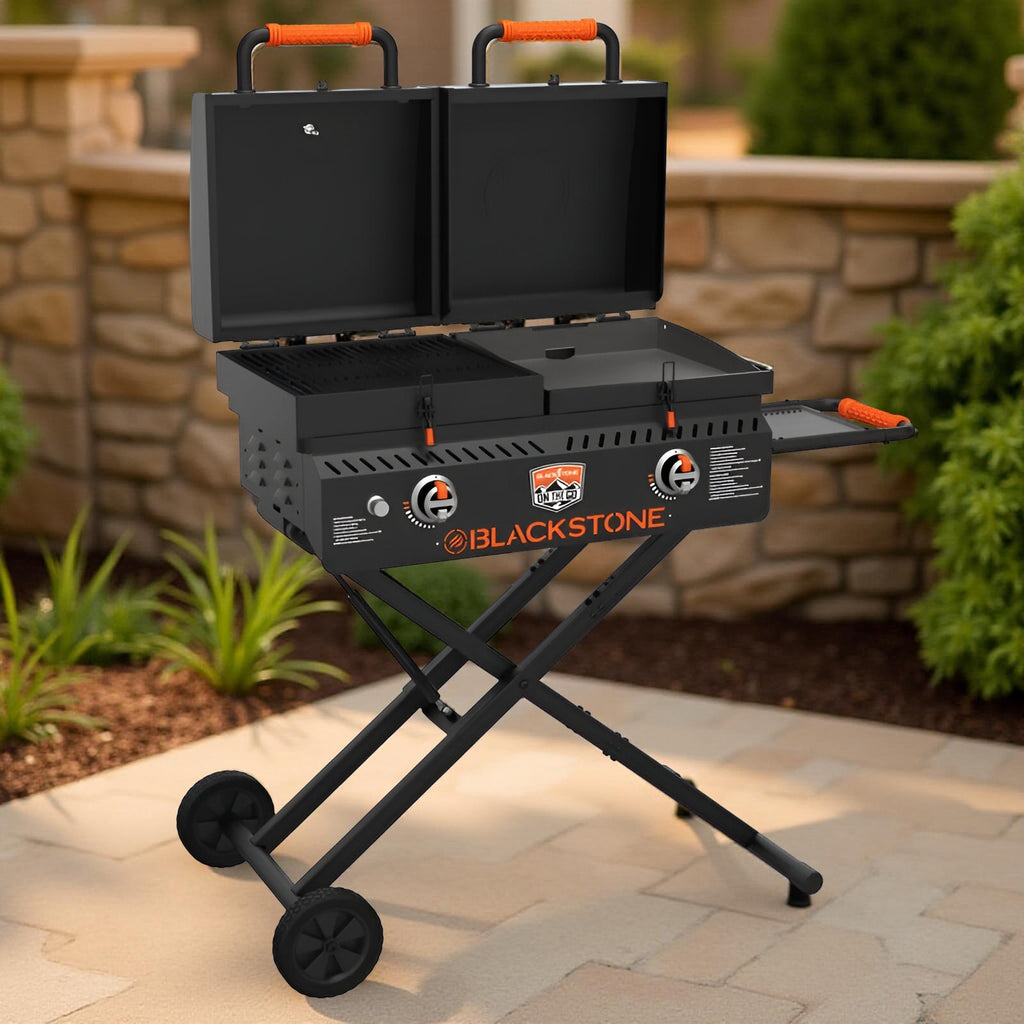 Blackstone On The Go 17 Tailgater Grill & Griddle Combo – Portable Propane Outdoor BBQ for Camping, Tailgating & Patio Cooking