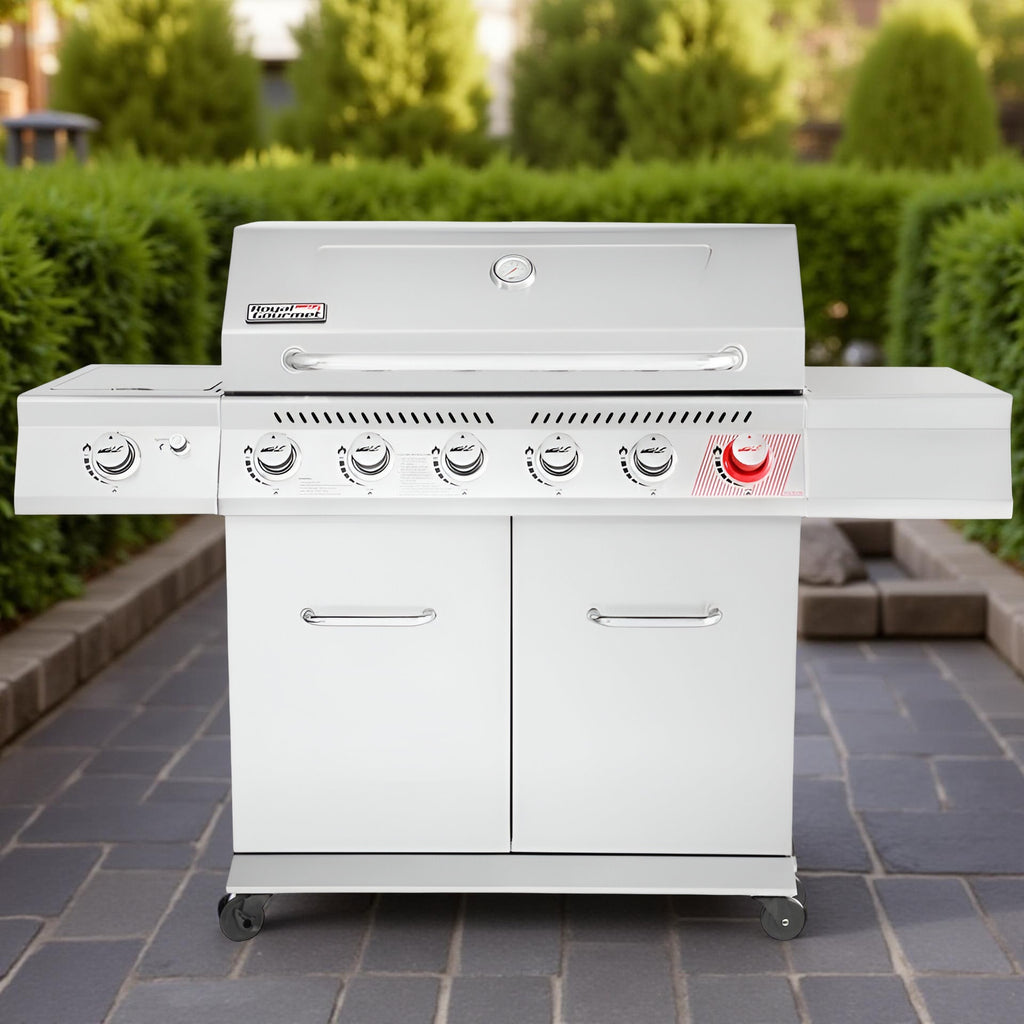 Royal Gourmet 6-Burner Propane Gas Grill with Sear Burner & Side Burner – Outdoor BBQ Grill for Patio, Backyard & Family Cookouts