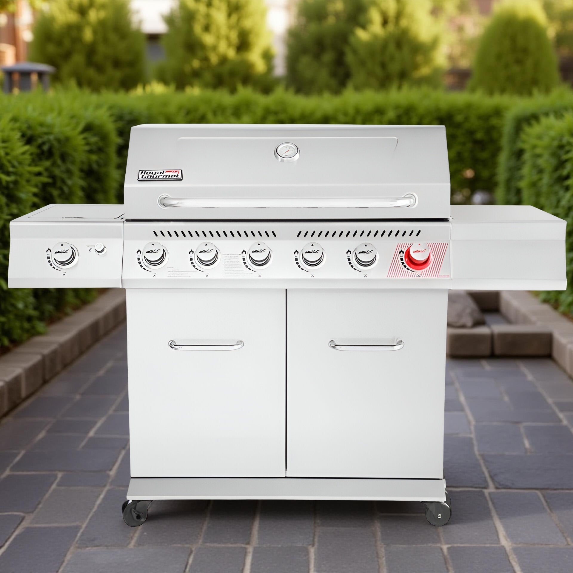 Royal Gourmet 6-Burner Propane Gas Grill with Sear Burner & Side Burner – Outdoor BBQ Grill for Patio, Backyard & Family Cookouts