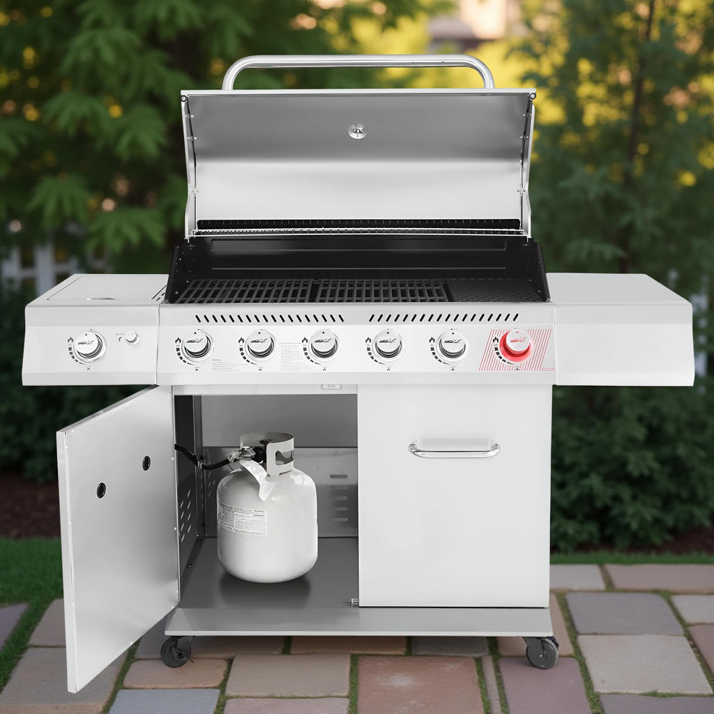 Royal Gourmet 6-Burner Propane Gas Grill with Sear Burner & Side Burner – Outdoor BBQ Grill for Patio, Backyard & Family Cookouts