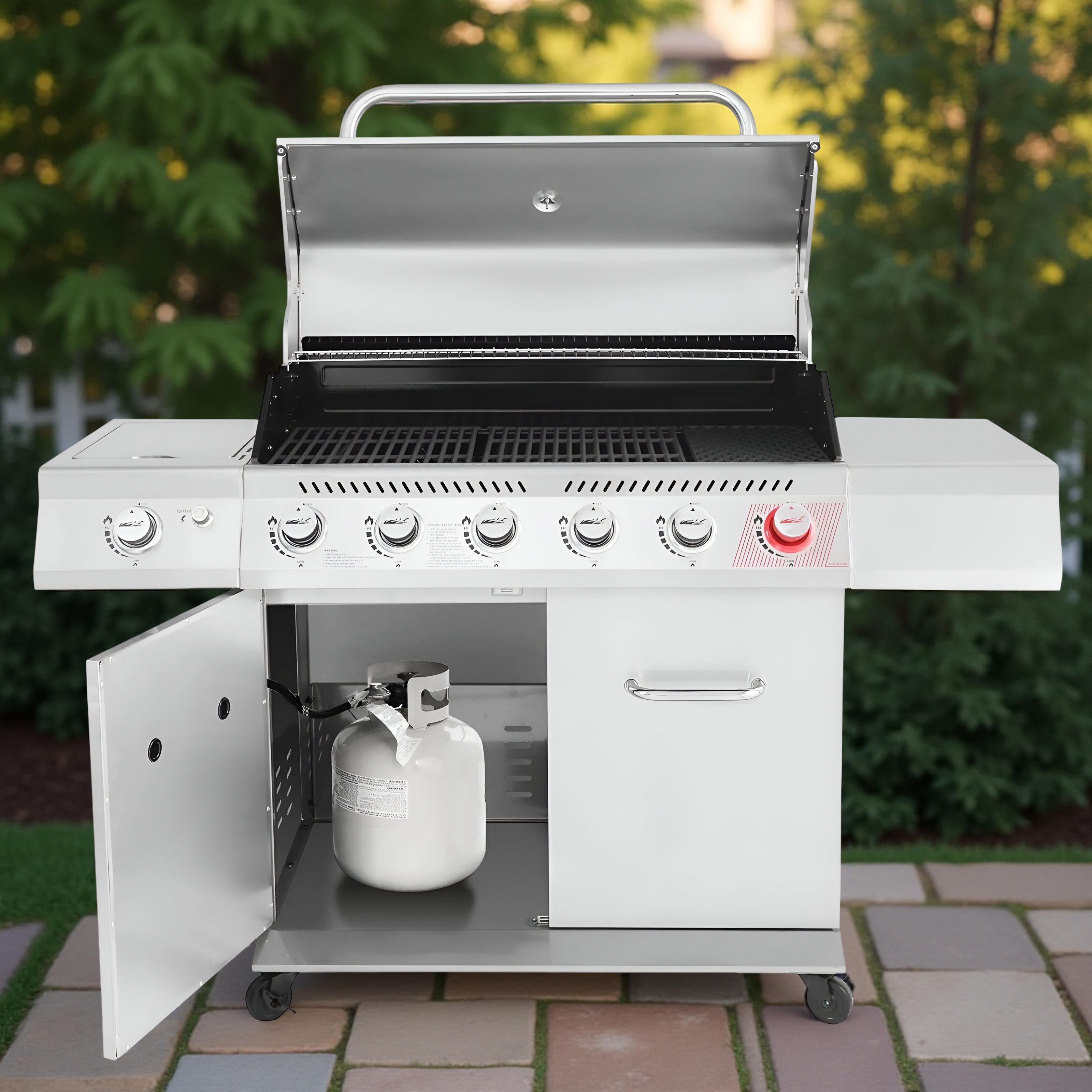 Royal Gourmet 6-Burner Propane Gas Grill with Sear Burner & Side Burner – Outdoor BBQ Grill for Patio, Backyard & Family Cookouts