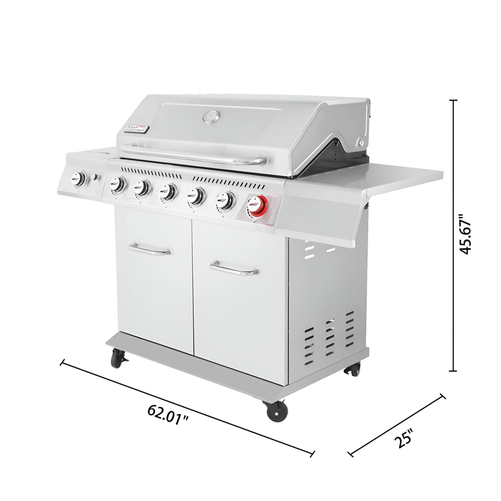 Royal Gourmet 6-Burner Propane Gas Grill with Sear Burner & Side Burner – Outdoor BBQ Grill for Patio, Backyard & Family Cookouts